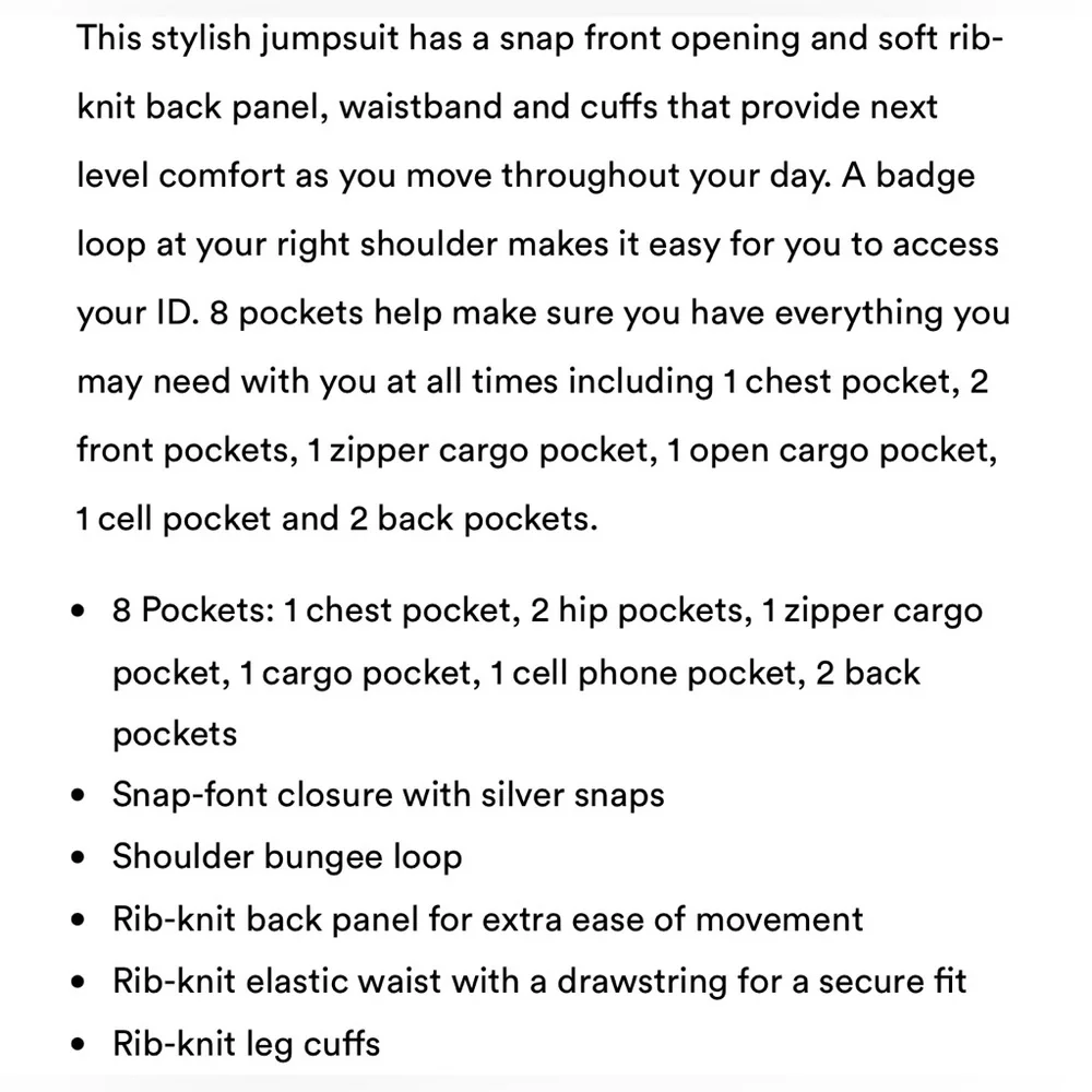 Landau 8-Pocket Cargo Scrub Jumpsuit Royal Blue NEW - Picture 5 of 11